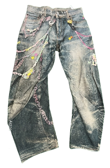 Acne Studios 2006M Rainbow Keychain Print Jeans