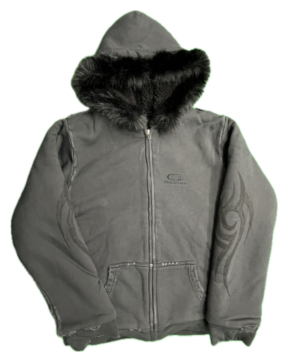 Balenciaga Fur Collar Zipped Hoodie