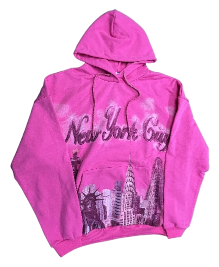 Balenciaga Pink New York City Graphic Hoodie
