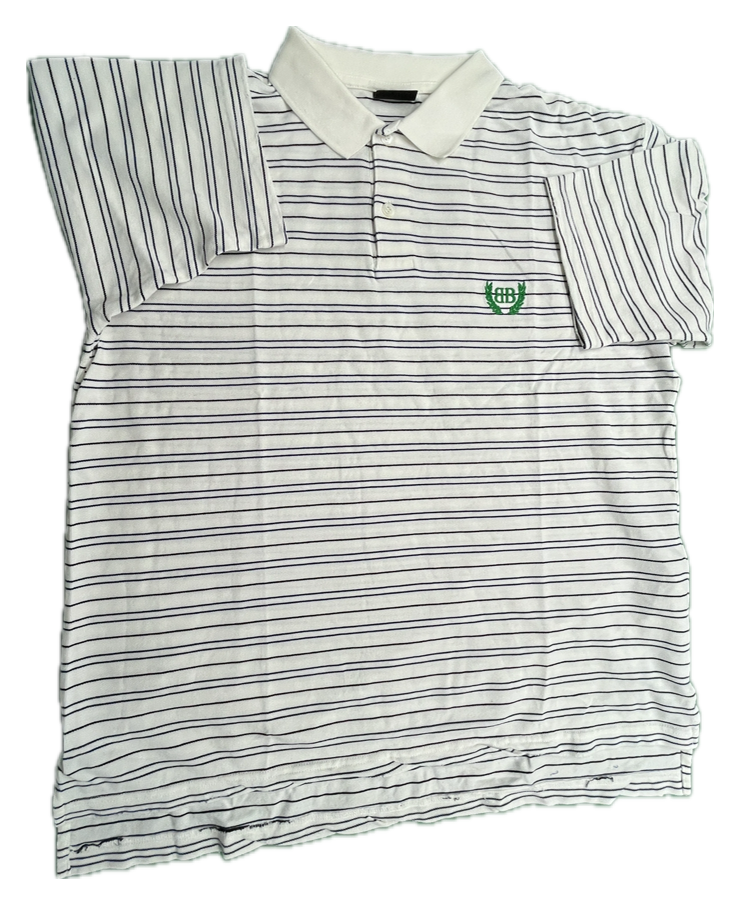Balenciaga Slant-Cut Striped Polo Shirt