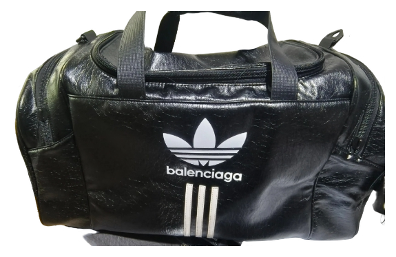Balenciaga x adidas Sheepskin Black Leather Gym Bag
