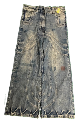 No Faith Studios Blue Faded Pattern Jeans