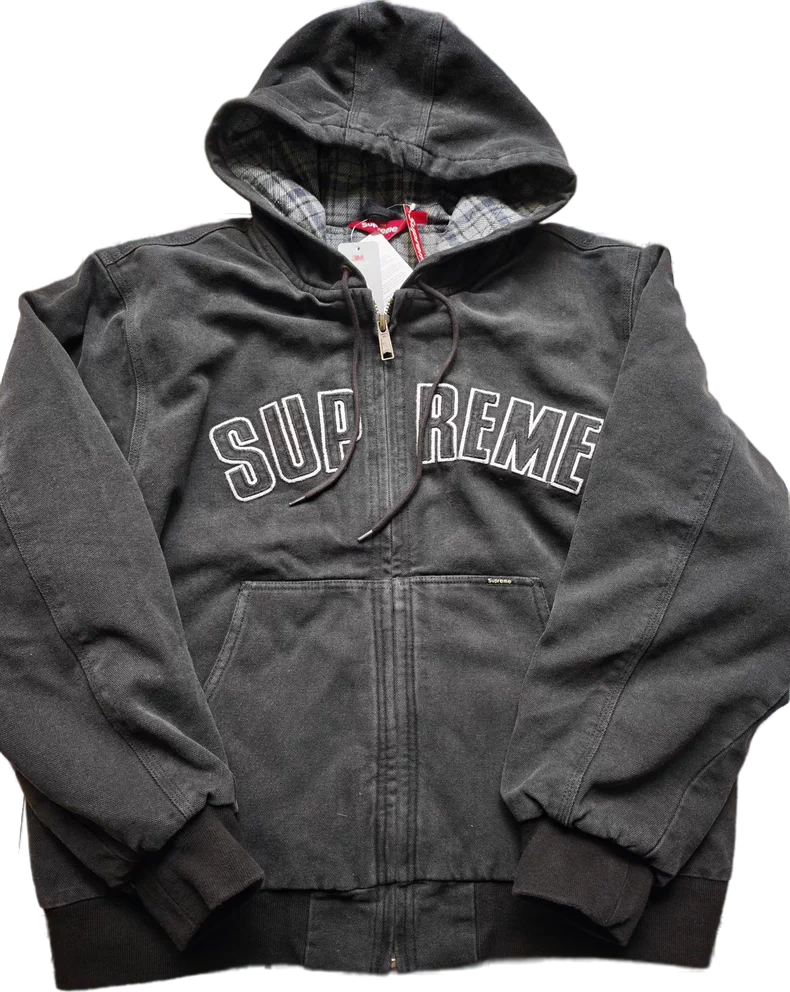 Supreme Reflective Text Hooded Work Jacket