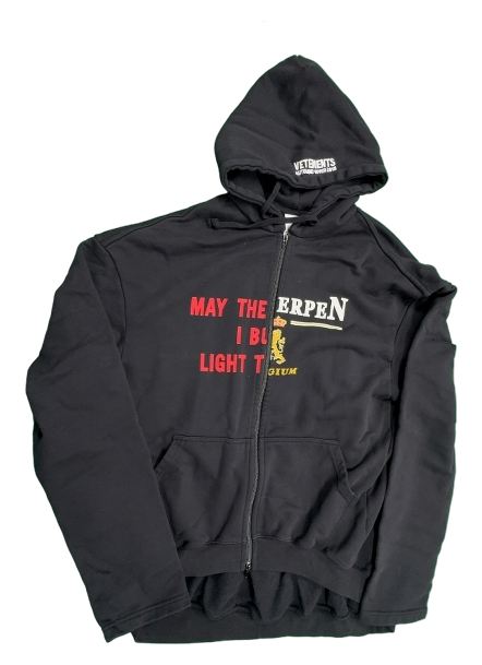 Vetements “May the Bridges I Burn Antwerpen” Black Split ZipUp Hoodie